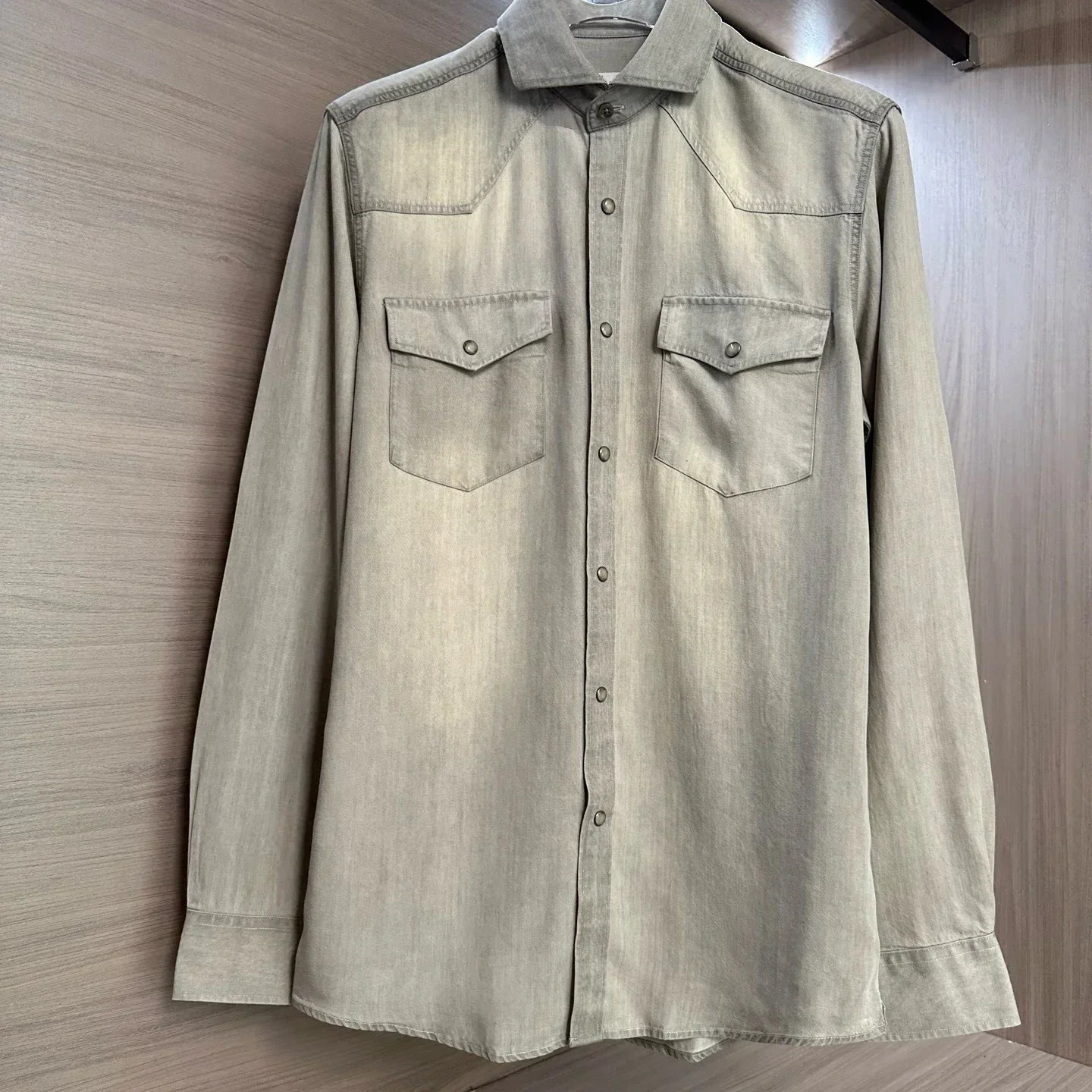 

BC Italian washed denim casual men's lapel long-sleeved shirt
