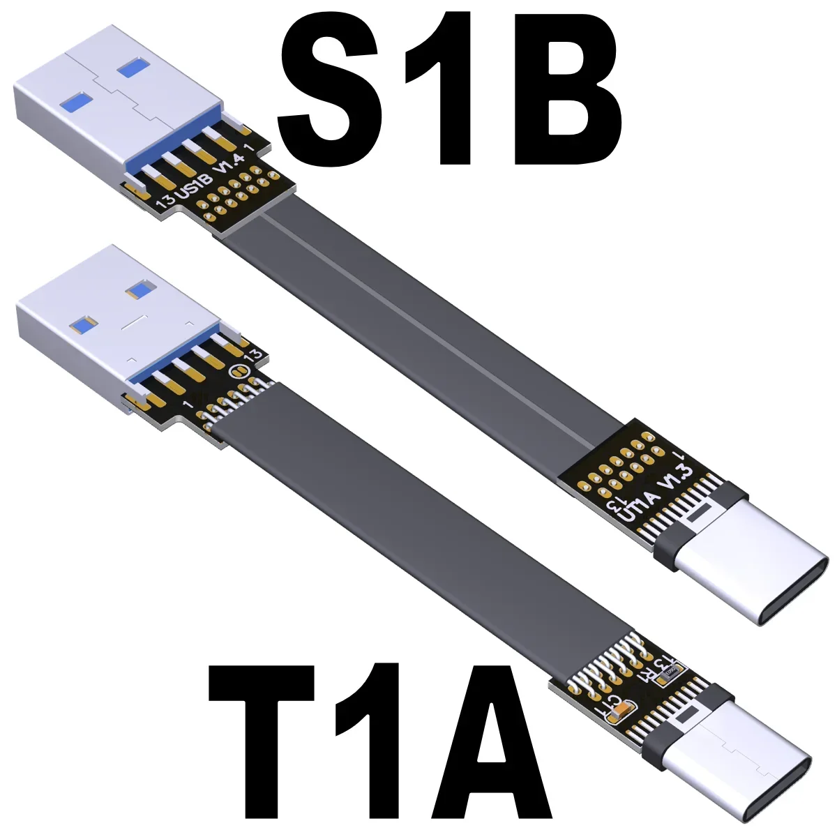 USB 3.1 Type-A Male to USB 3.1 Type-C Male Up/Down Angle USB Data Sync&Charge FPV Flat Ribbon Cable Type C Connector Adapter FPC