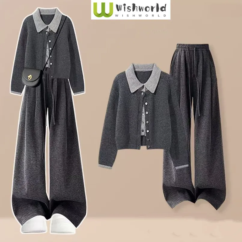 

Casual Suit Women's Spring and Autumn Temperament Knitted Cardigan Slimming Casual Pants Two-piece Set