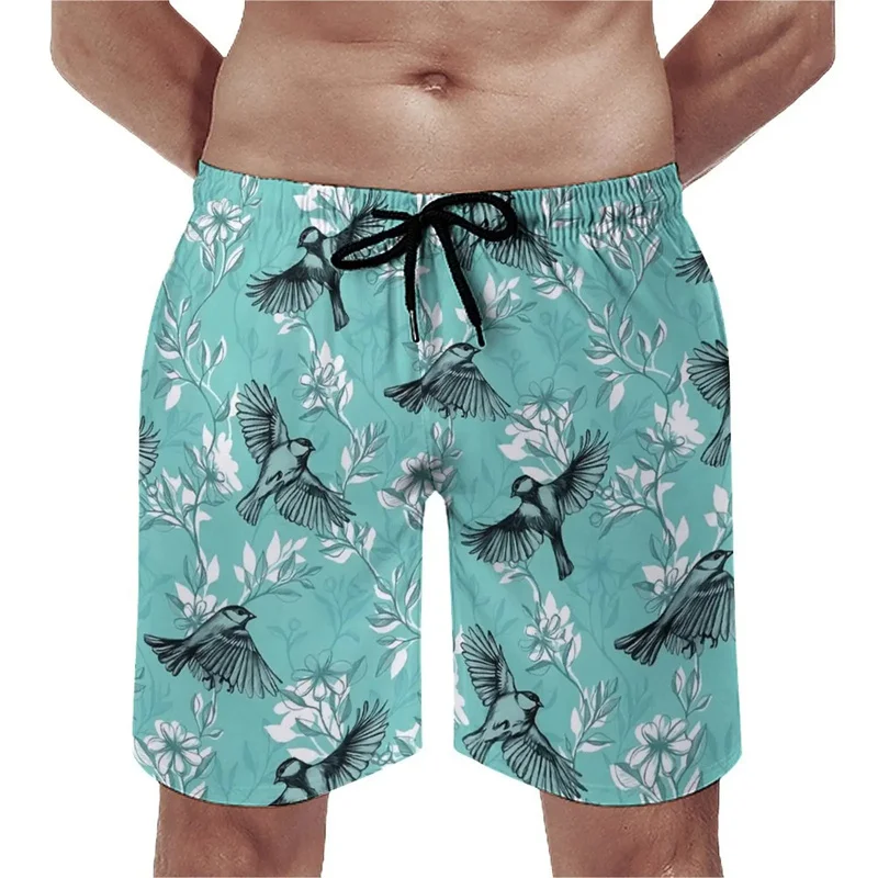 Pantalones cortos de playa con estampado de pájaros y animales para hombres y niños, a la moda ropa de calle, bañadores geniales, Harajuku, 3D, verano, nuevo