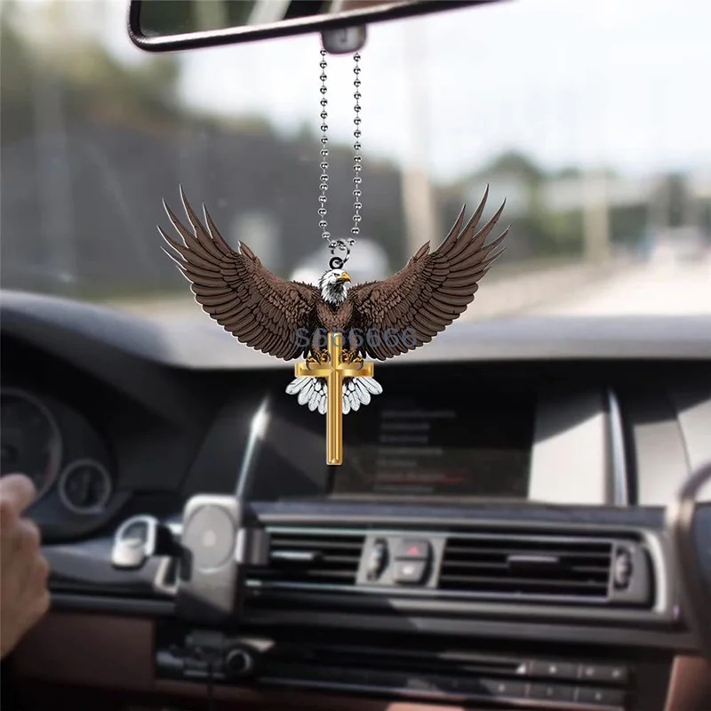 

Car Pendant Car Interior Decoration Ornament Car Accessories Car Rearview Mirror Hanging Ornament Eagle Jesus Cross