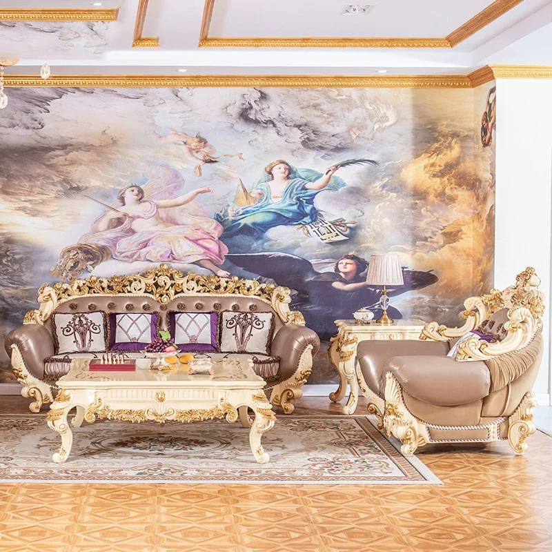 Juego de Sofás Vintage de Lujo, Moderno, Reclinable, con Puffs y Diván, Muebles para Sala de Estar