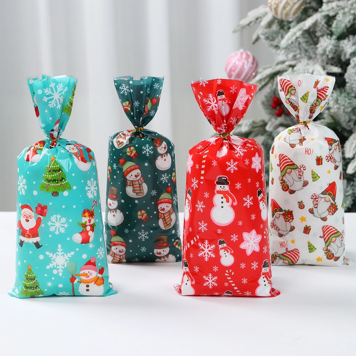 25/50/100pcs Christmas Candy Bags Merry Christmas Cookie Package Christmas Decor 2024 Gift Bag for Home Xmas New Year Gifts 2025