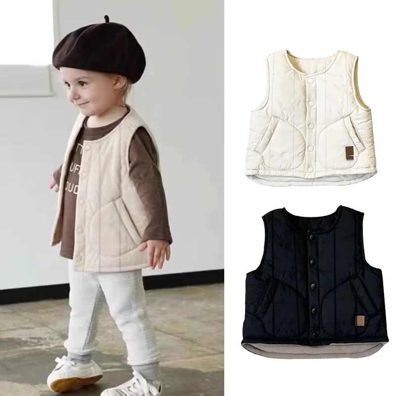 

Jenny&Dave Children's cotton vest for warmth in autumn and winter 2023, new men and women's outerwear vest, thickened baby vest