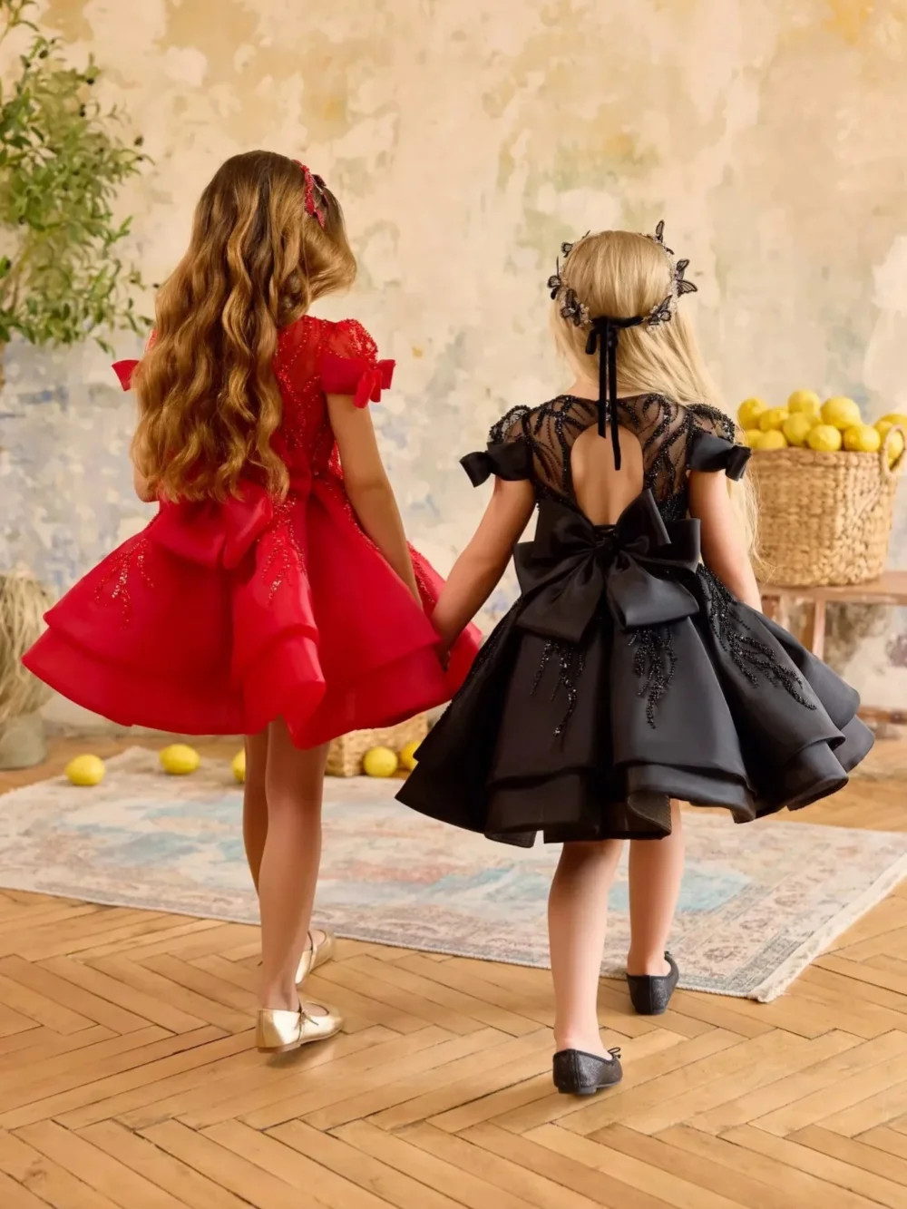 عيد الميلاد أنيقة مطرز الفتيات فساتين للحزب الحلو الفاخرة القوس البسيطة الاطفال الأميرة ثوب أزياء مسرحية حجم كبير 2-14Y