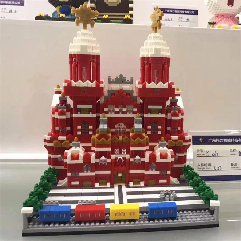 Jouet de construction de mini blocs de diamant bricolage pour enfants, YZ 067, architecture du monde, palais carré rouge de Moscou, musée, église, briques, sans boîte