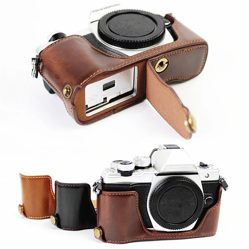 Skórzany uchwyt na pół etui do aparatu Olympus E-M10 Mark II