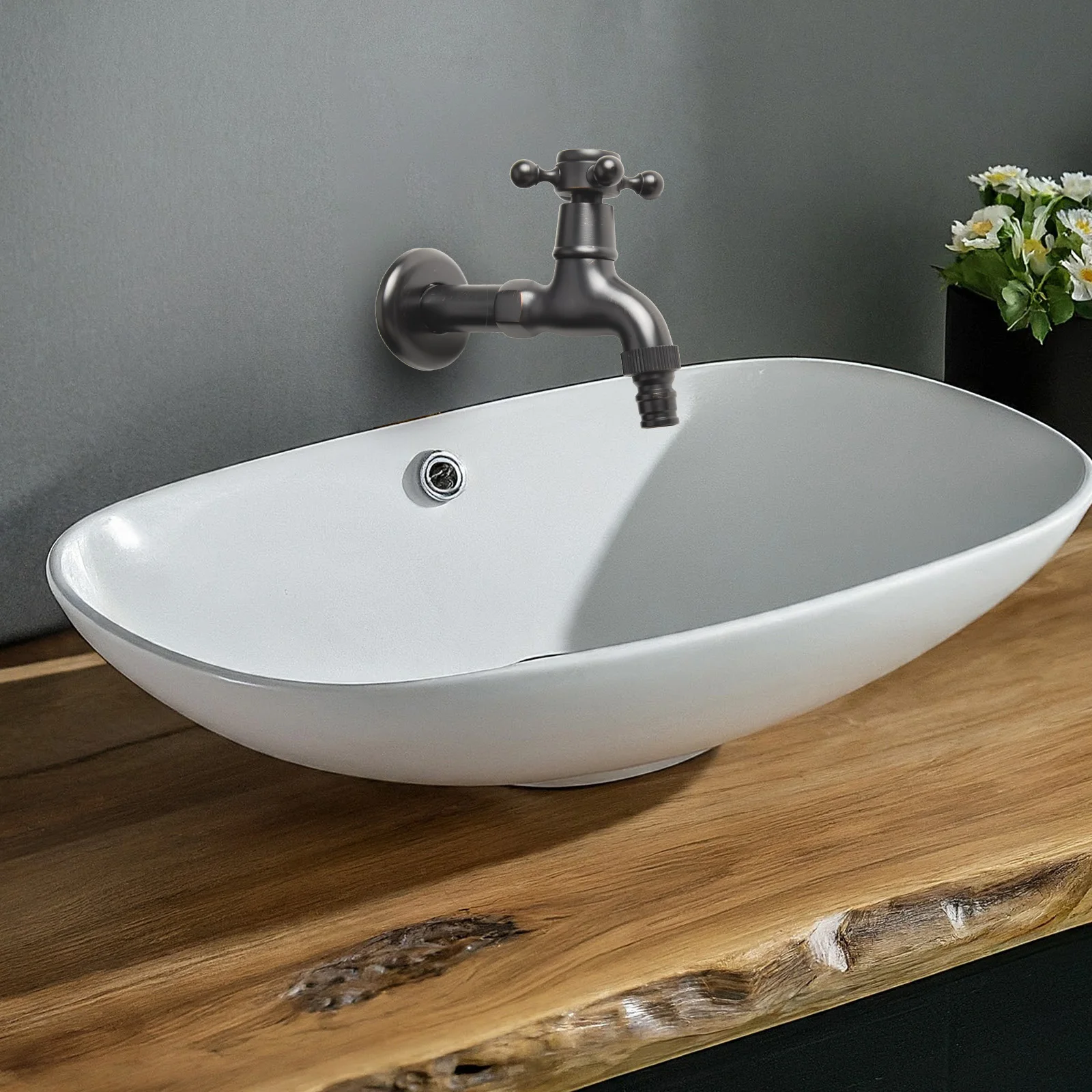 

Черный смеситель для ванной комнаты, антикварный смеситель с одной ручкой, гладкая перекрестная ручка, долговечная длина, прибл. 125 мм 4,92 дюйма