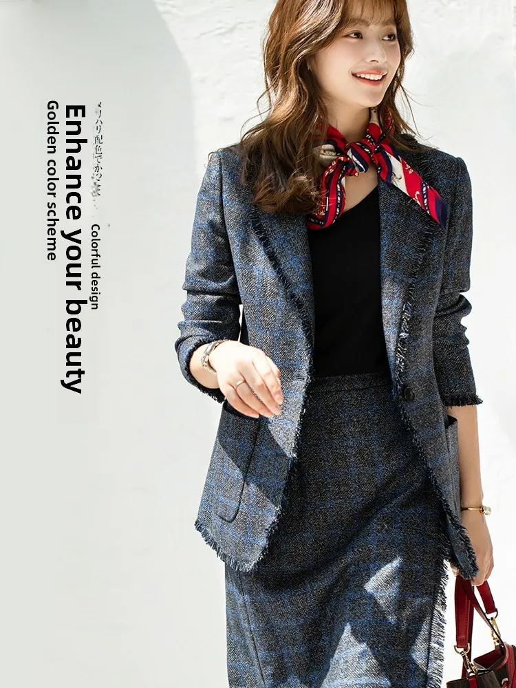 

OffiY Premium Wool Series ort Ele Profional Deep Color Женский костюм Jaet Осень Новое поступление Faionable Busin S...