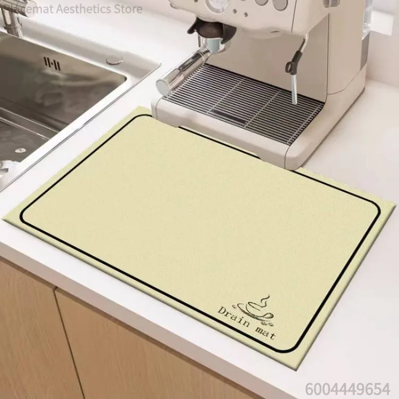Modern Minimalist Drain Mat Simple Line Pattern Kitchen Mat Non-Slip Heat Resistant Kitchen Countertop Protectors Decor Mat