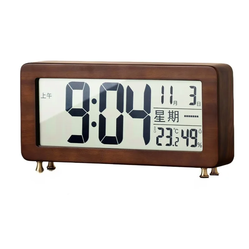 

Solid wood electronic clock, temperature digital display alarm clock, desk clock