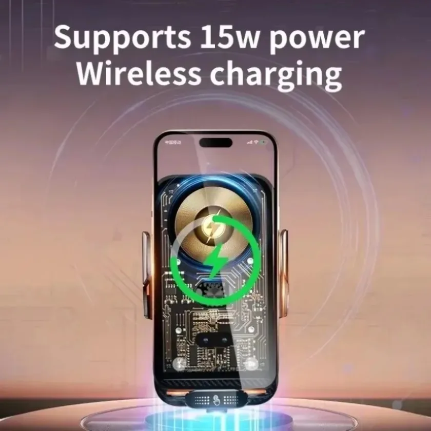 

Universal Car Phone Holder Super Wireless Charger Stand Intelligent Infrared Air Vent Clip Bracket for iPhone17~12Samsung Xiaomi