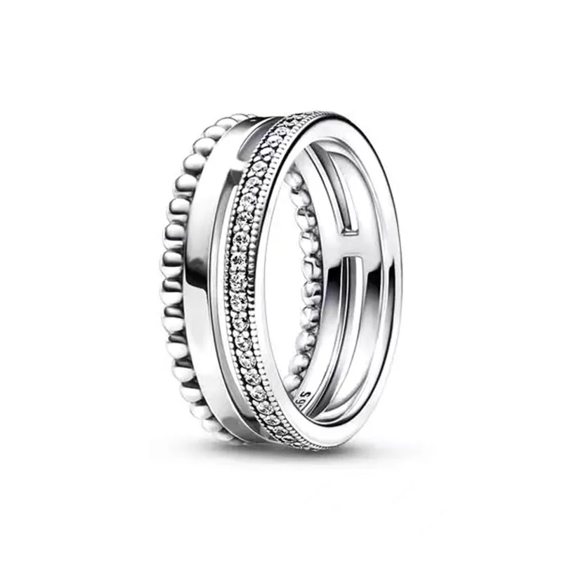 925 Silber Ring Crossover Pavé Triple Band Ring funkelnden Triple Band Ring für Frauen Verlobung Schmuck Jubiläums geschenk