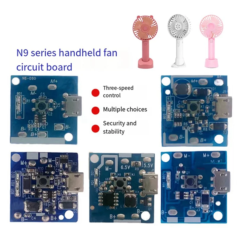 10Pcs/Set Multifunction Portable Handheld Fan Motherboard USB Mini Fan PCBA Mini Fan Control Board,D