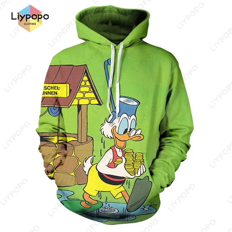 MINISO Boys Girls Hoodies Donald Duck Daisy Men's Hoodies 3D Print Disney Pullover Oversized Men's Hoodies Fashion Mens Clothing