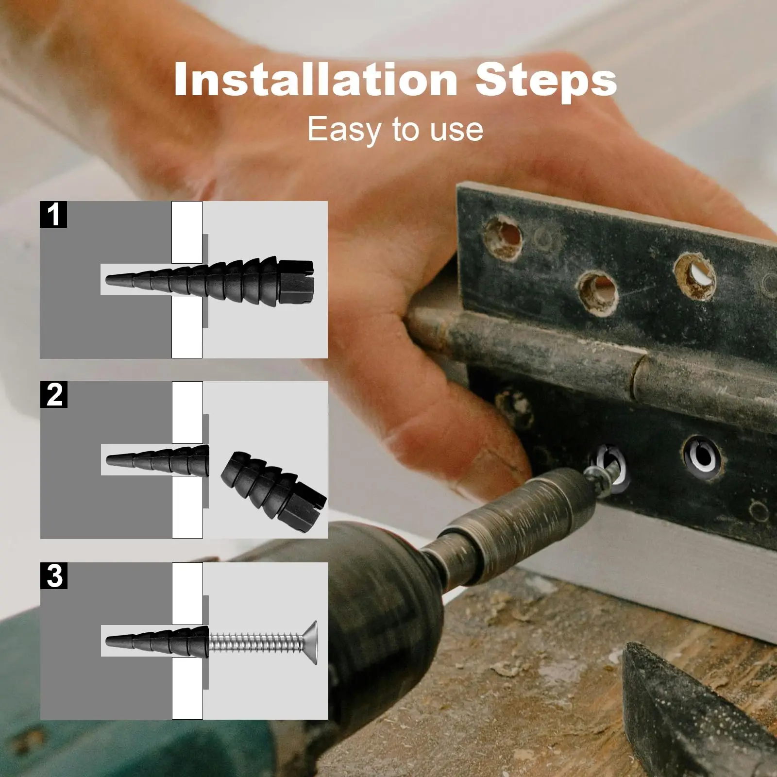 300 Pcs Stripped Screw Hole Repair Anchor Door Hinge Screw Hole Filler Multi Use Wall Anchors Fits Wood Screws Sizes #2 To #16