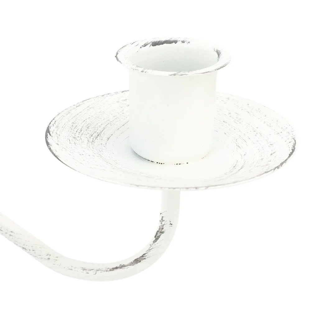 5 Arms Metal Candelabra Cast Iron Round Stable Base Candlestick Holder White Decorative Candle Stand Home Decoration