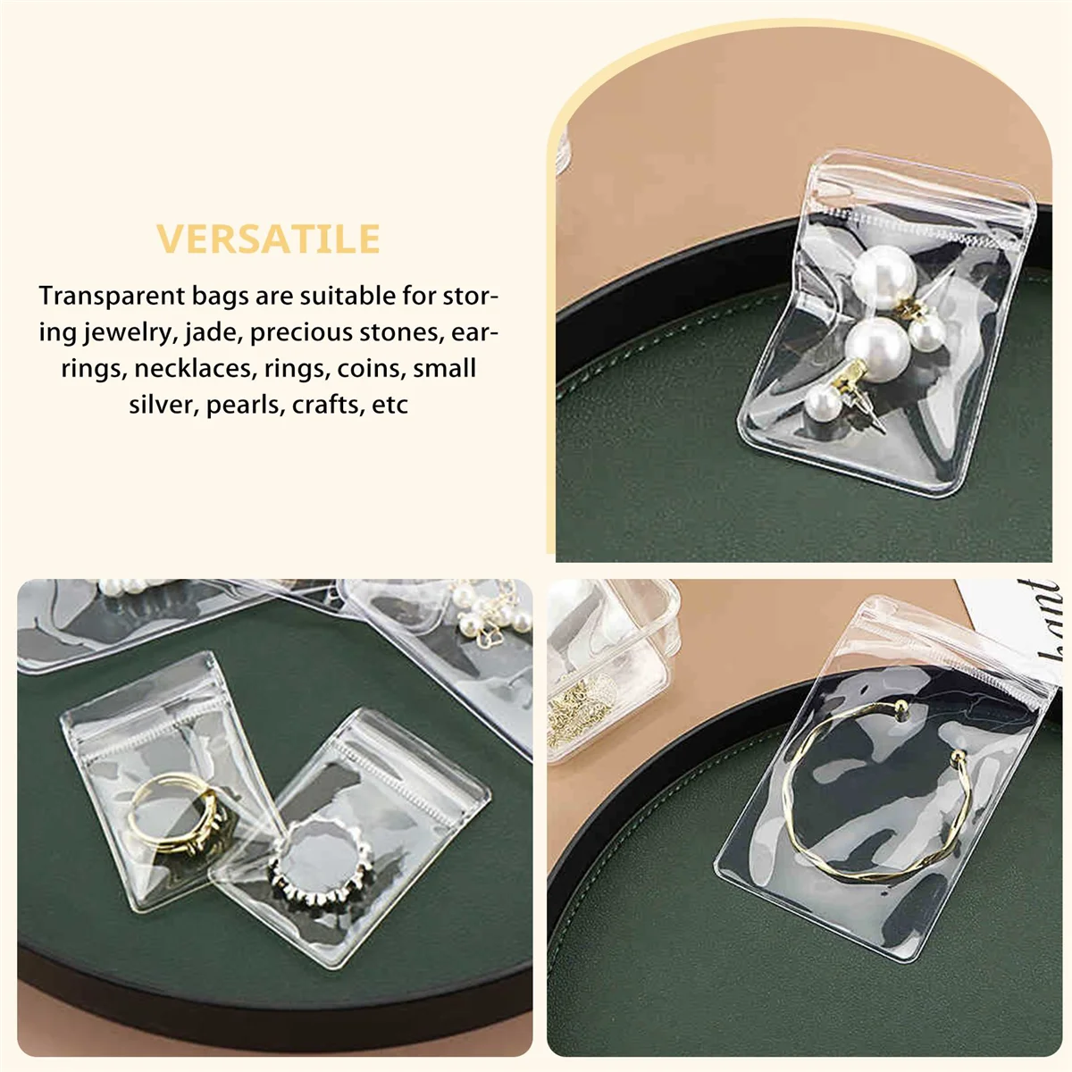 ABNP 150Pcs 3 Sizes Clear Earring Bags, Waterproof Bags Thickened Reusable Storage Pouch for Jewelry Rings Necklace Bracelet