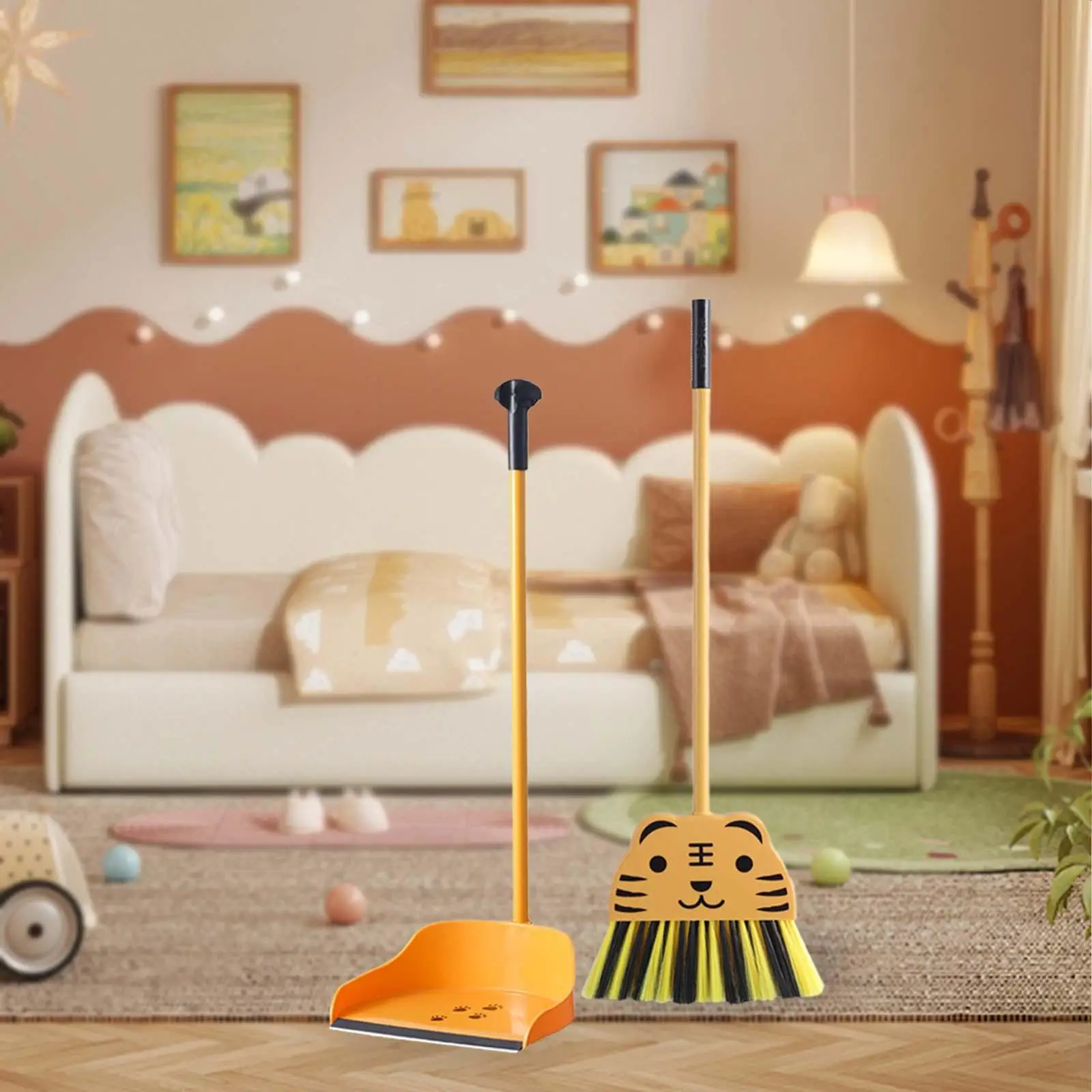 

Mini Broom with Dustpan for Kids Pretend Play Little Housekeeping Helper Set