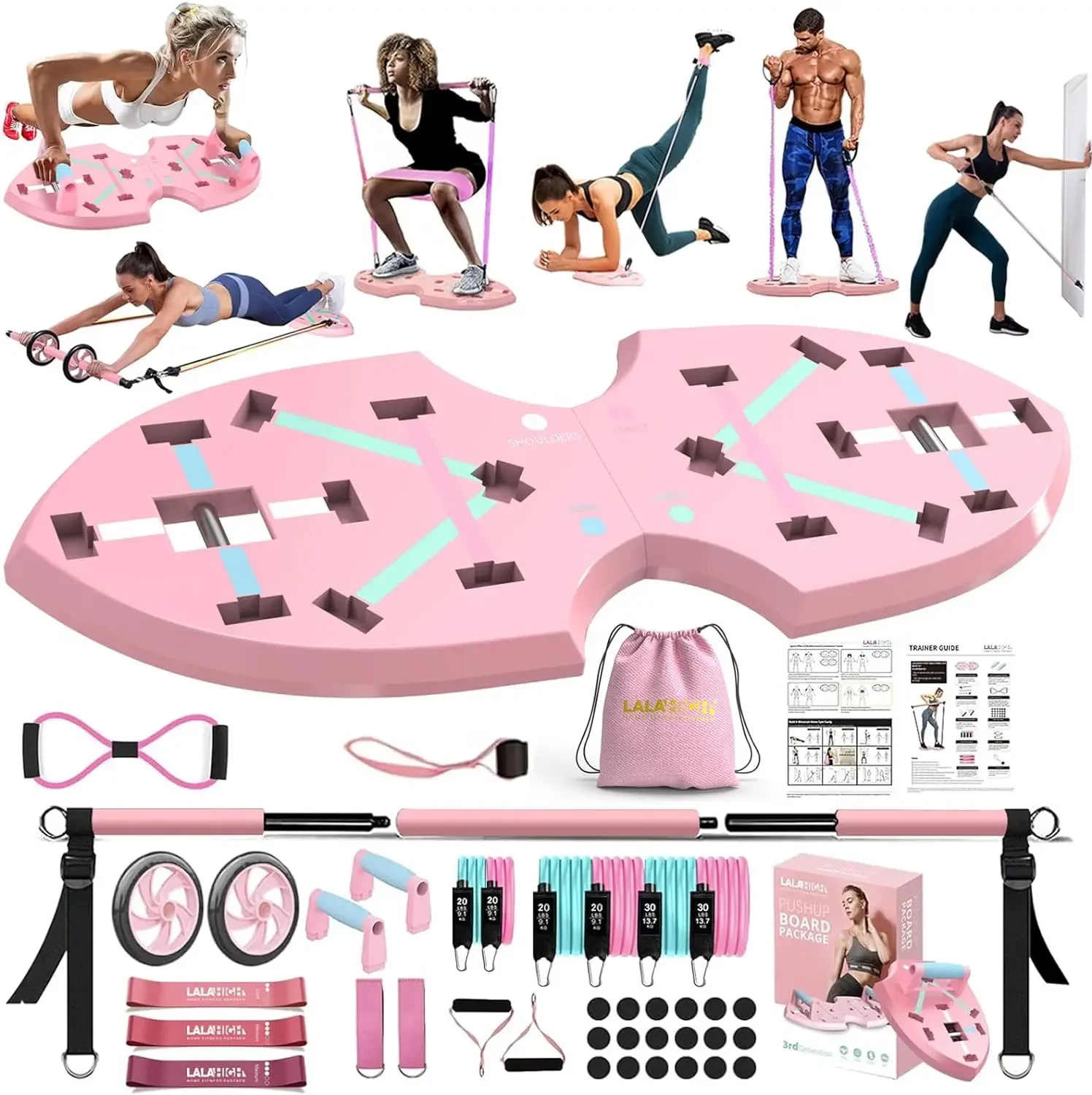 

Fitness equipment，Multi-Functional Push Up Bar with Resistance Bands, Portable Home Gym