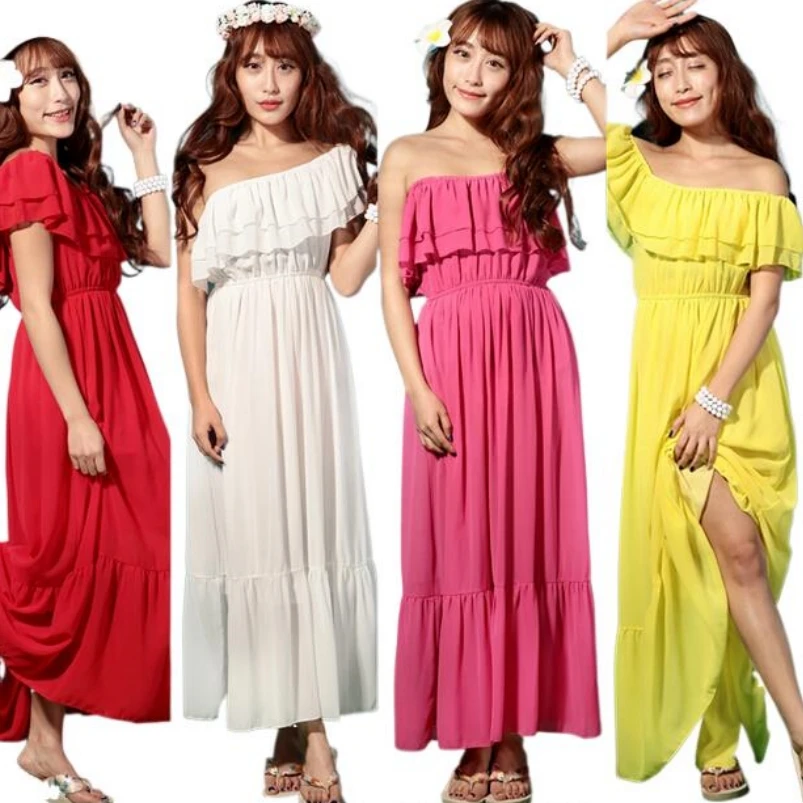 

2024 Summer women ruffles Bohemian long dress,vestidos femininos,tropical casual chiffon dress girl dresses for women 2024