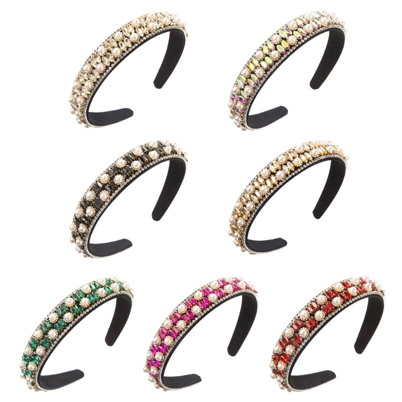 Rhinestone Headbands for Woman Wide Brims Headbands Baroque Style Washing Face Headbands Teens Girl Makeup Hairband