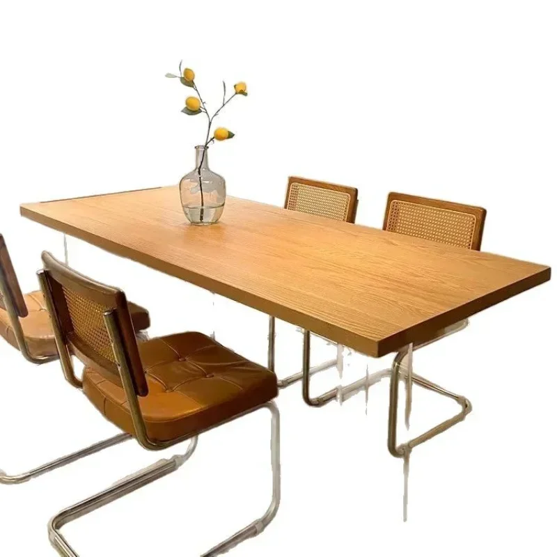 Japanese acrylic suspended solid wood dining table, antique household small apartment ash wood rectangular log wind table