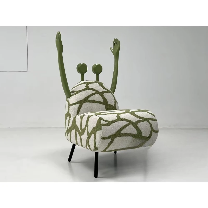 Alien-shaped decorative armchair, special art pattern fabric single lounge chair, suitable for exhibitions and home decoration