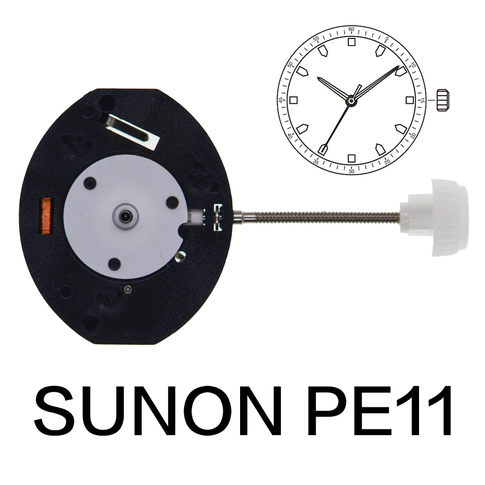 Quartz Movement China Sunon PE11 Watches Repair Parts 3 Hands A cheap Alternative To PC11 Movement