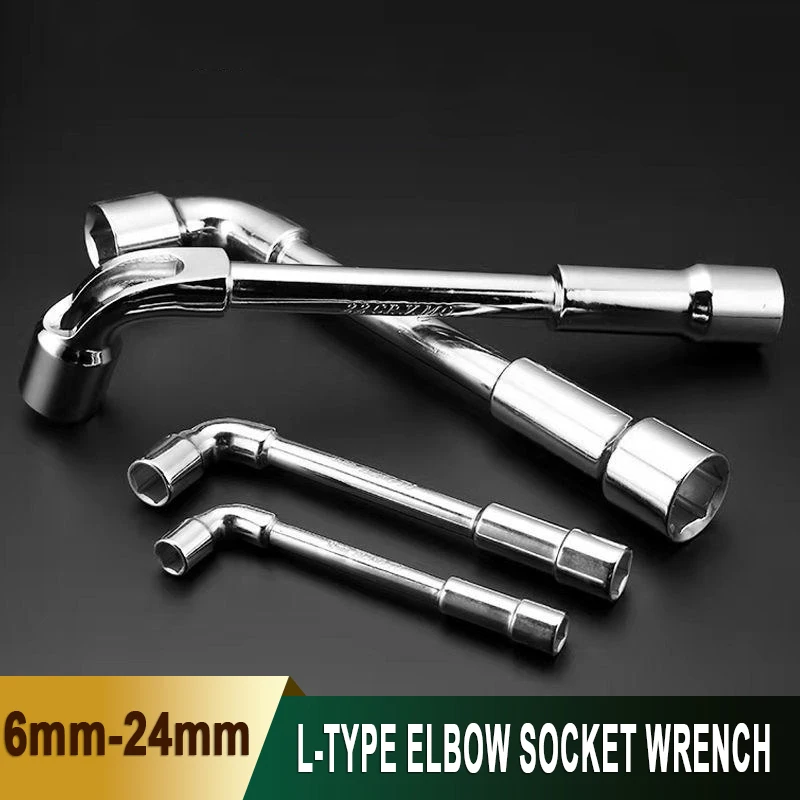 

1Pcs 6mm-24mm High Torque High Hardness Car Repair Tool Double Head Outer Hexagonal Spanner L-shaped Socket Wrench Hand Tool