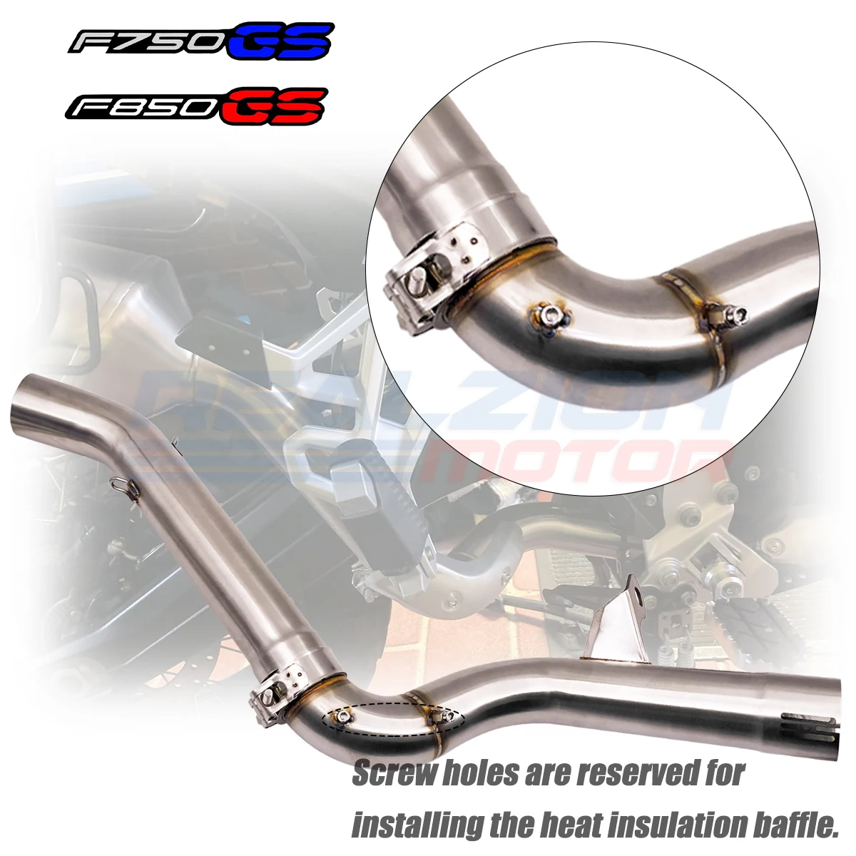 REALZION F750 GS Exhaust Middle Pipe Motorcycle Slip-On Link Pipe Connect Tube For BMW F750GS F850GS F850GS ADV 2018-2022