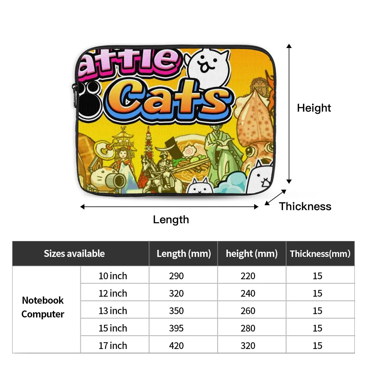 Nyanko Great War Battle Cats 3 Notebook Laptop Bag Case Pouch 10 12 13 15 17 Inch For Macbook Air Pro Tablet Shockproof Case Bag