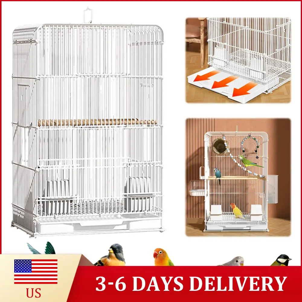 

Водонепроницаемая кованая клетка для птиц с выдвижным поддоном, портативная клетка для попугаев для домашнего использования в помещении и на улице