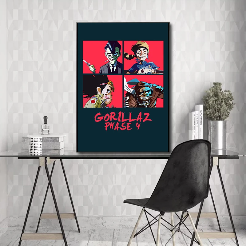 Virtual Characters Rock Band Gorillaz Music Posters Prints Canvas Painting Hip Hop Wall Art Picture Bedroom Home Decor Fans Gift view 4