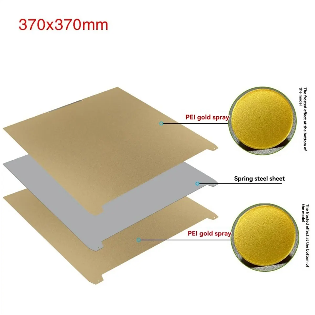 [VALUE PACK]370x370MM PEI Build Plate Heat Bed Double Sided Printing PEI Textured Steel Sheet for K2 Plus 3D Printer Part