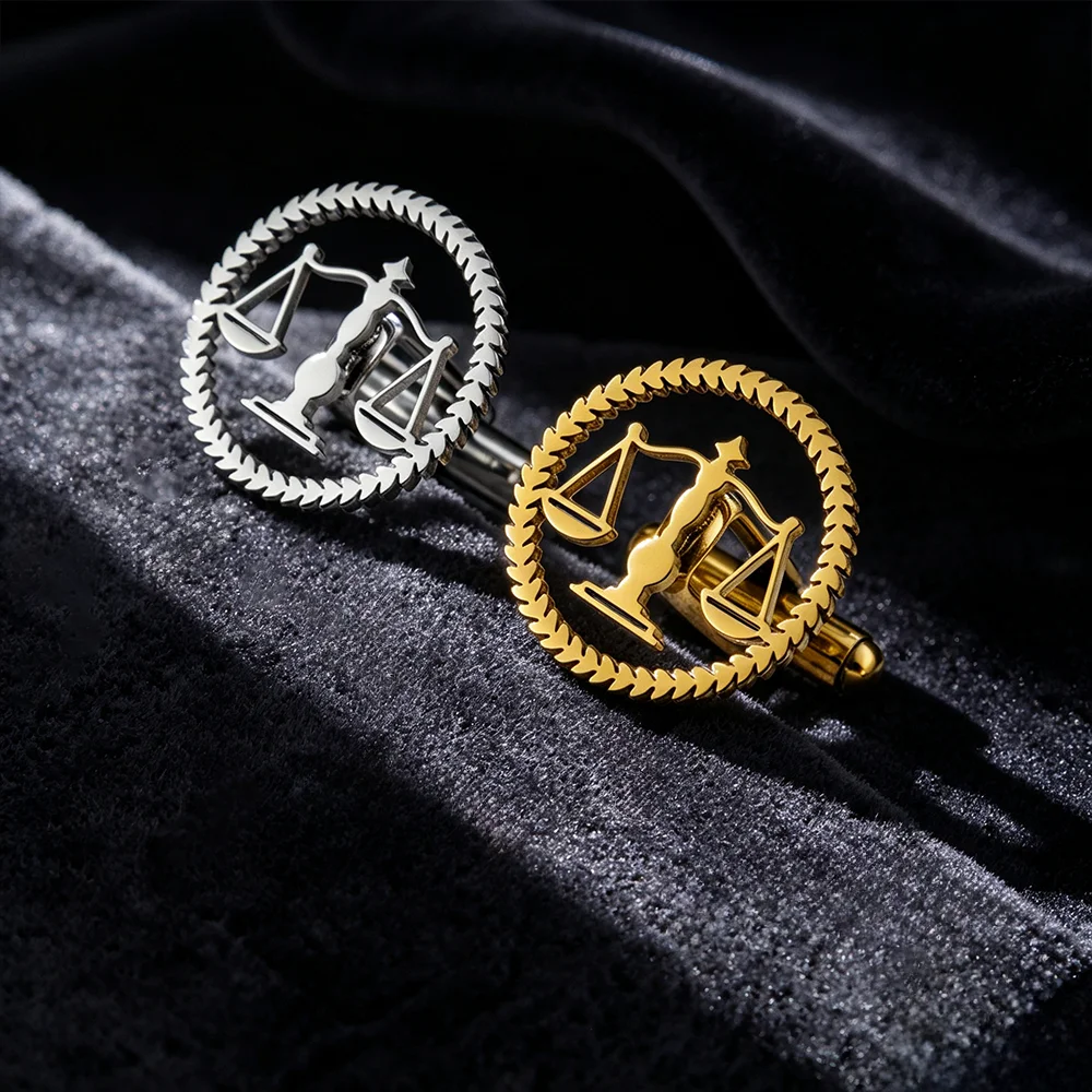Libra Cufflinks, Male And Female Lawyers Judges Law School Students Jewelry Accessories, Suits Shirts Accessories