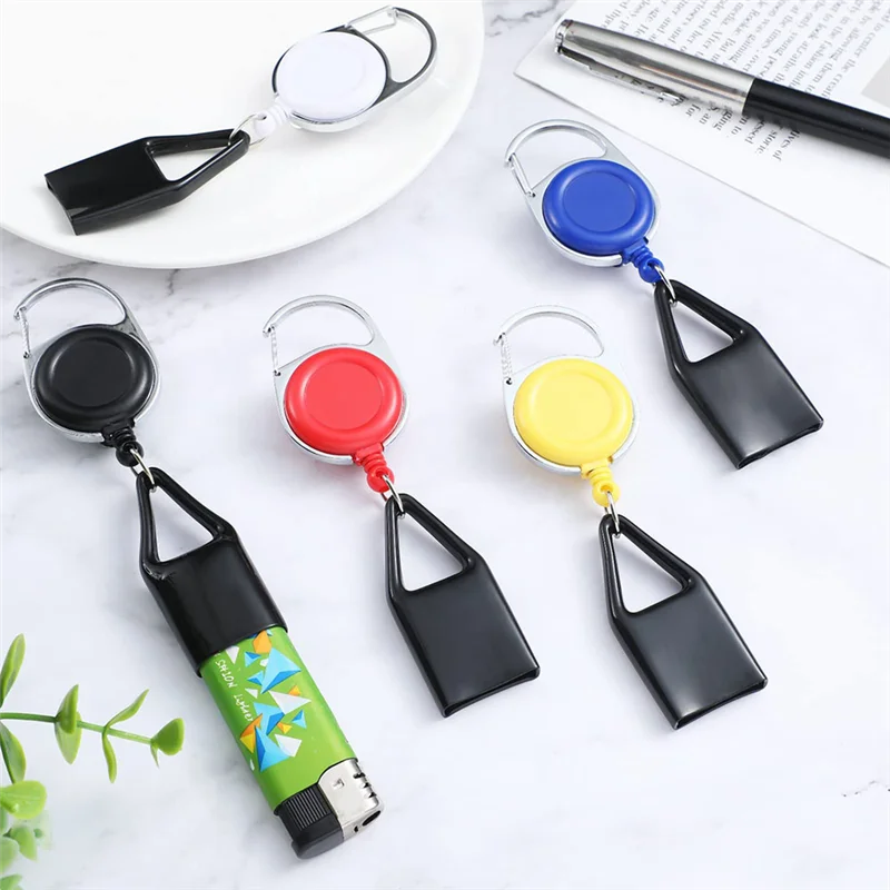 10 Pieces Retractable Lighter Clip Assorted Color Lighter Holder Keychain with Clip Classic Lighter Cover, Single Clip