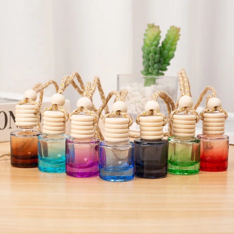 1Pc Five Wire Lid 8ML Colored Cylindrical Empty Bottle Car Essential Oil Diffuser Fragrance Air Freshener Scent Bottle Ornament