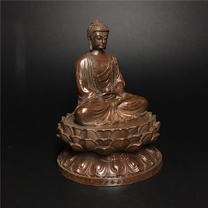 Decorative Buddha Statue Sakyamuni Statue Sculpture Buddhist Supplies Bronze Lotus Buddha Statue Home Feng Shui Decorative Craft