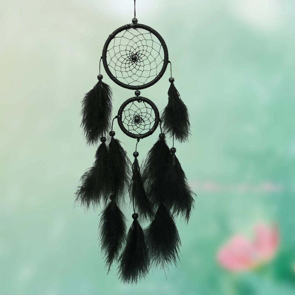 Cloud Dream Catcher Hanger Double Ring Feather Pendant Wall Hanging Plush Car Pendant Wall Art Hanging Ornament Birthday Gifts