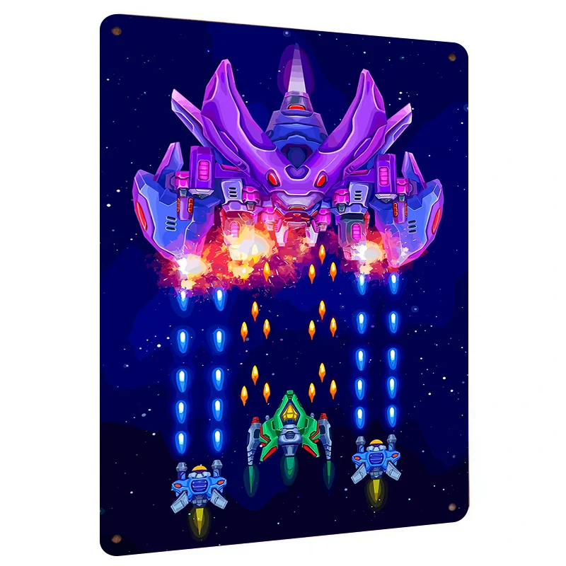 Spaceship Metal Wall Art Sci Fi Game Theme Decor Living Room Bedroom Home Decoration Hanging Ornament