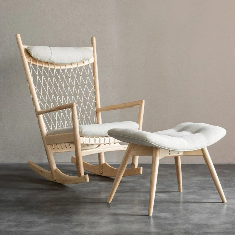 Solid wood rocking chair household balcony lazy free chair adult nap chair leisure recliner elderly chair rocking chair