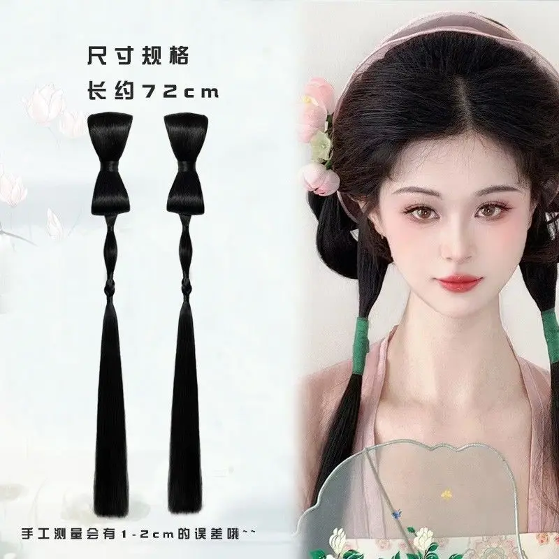 Nieuwe Hanfu-haarcollectie - Tang/Song/Ming-dynastie met strik versierde knotenset met oude stylingpads Concorde-geïnspireerde Hanfu-pruik
