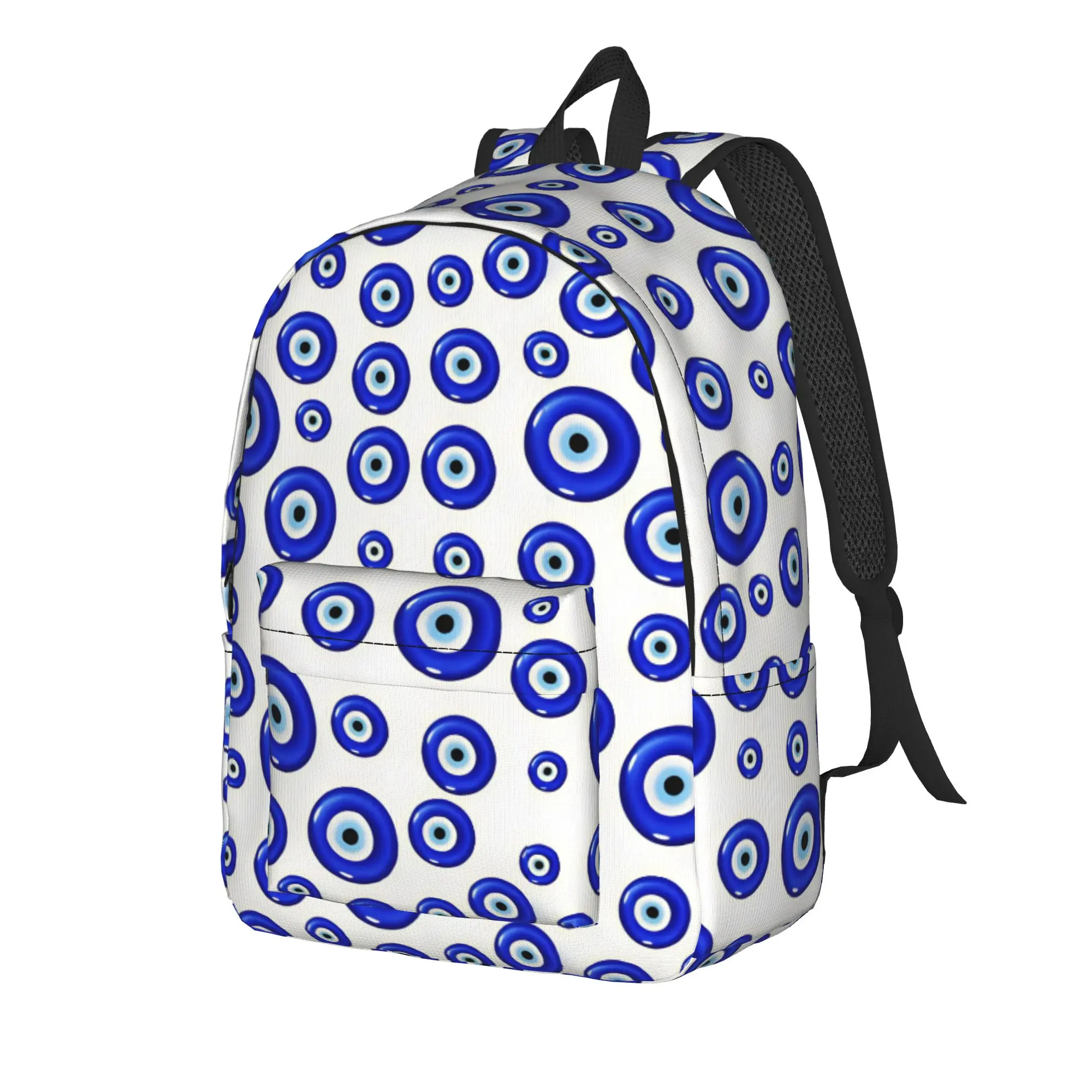 Blue Evil Eye Backpack  Student Unisex Polyester Camping Backpacks Soft Fun School Bags Rucksack