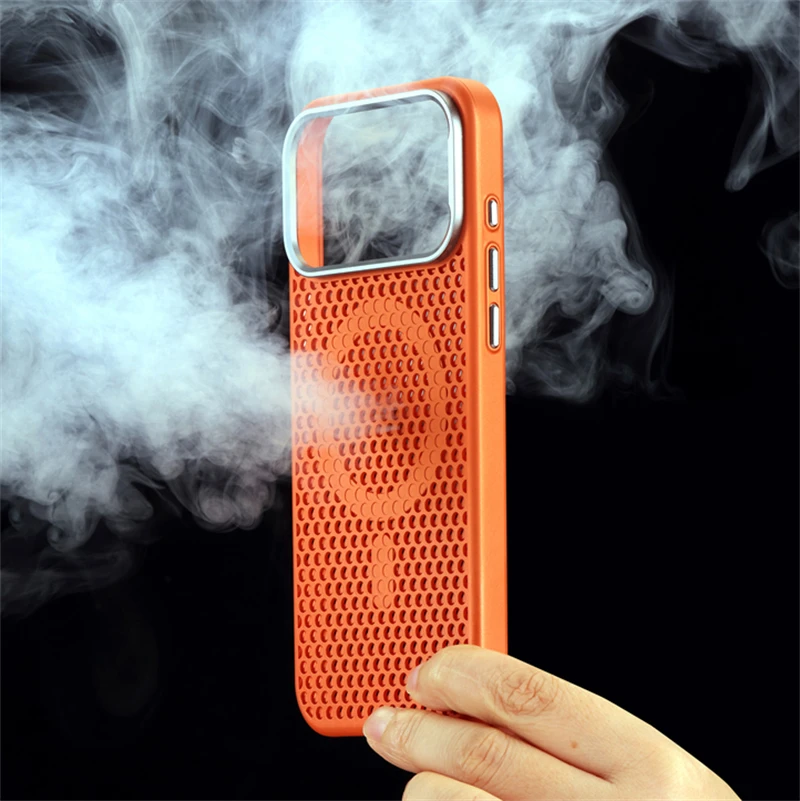 Luxuriöse Wärmeableitungs-Mesh-Magnet-Hülle für MagSafe für iPhone 17 Air 16 15 14 13 12 Pro Max – Atmungsaktive Kühl-PC-Hartschale