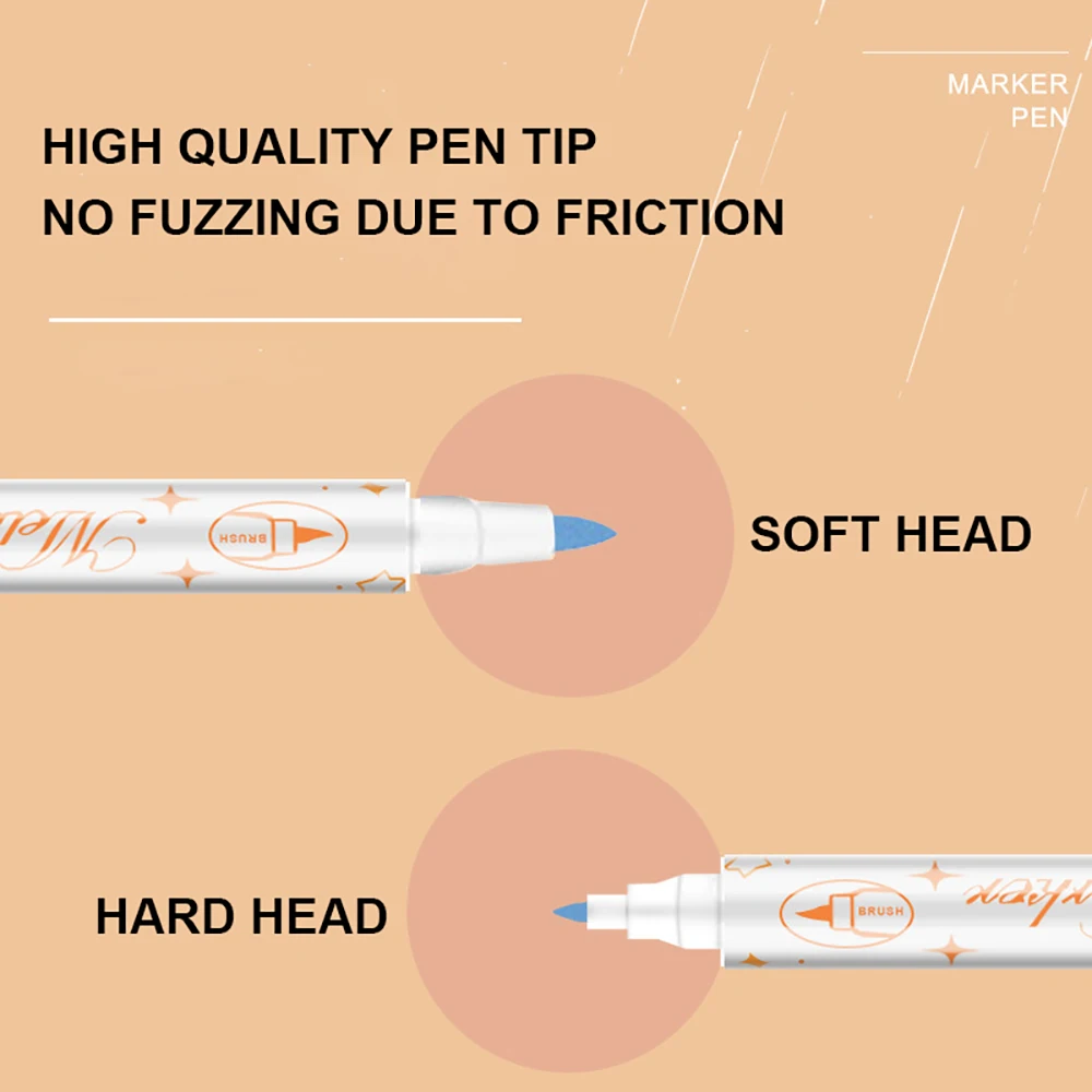 12-Color Set Art Markers – Soft & Hard Dual-Head | For Painting on Rock, Wood, Glass, etc. | Art Stationery&Back to School Gift.