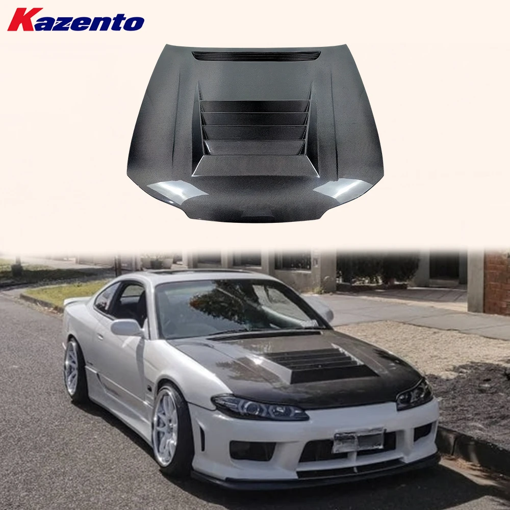 For Nissan Silvia S15 Coupe 2D 99-02 DM Style Carbon Front Vented Bonnet Hood( Ocean freight is favorable, welcome to inqury)
