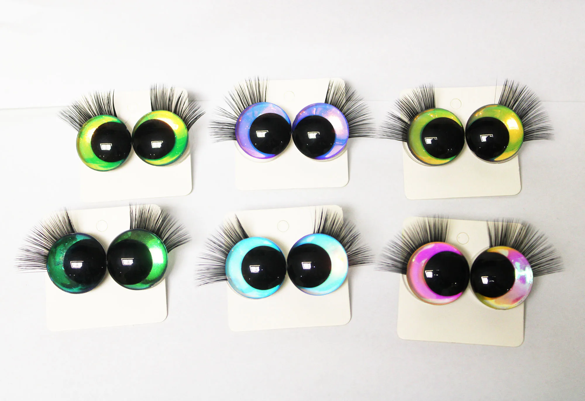 10Pairs  new masckaszem doll eyes  holographic color 3D COMICAL round glitter toy eyes with back washer with eyelash tray--HC10