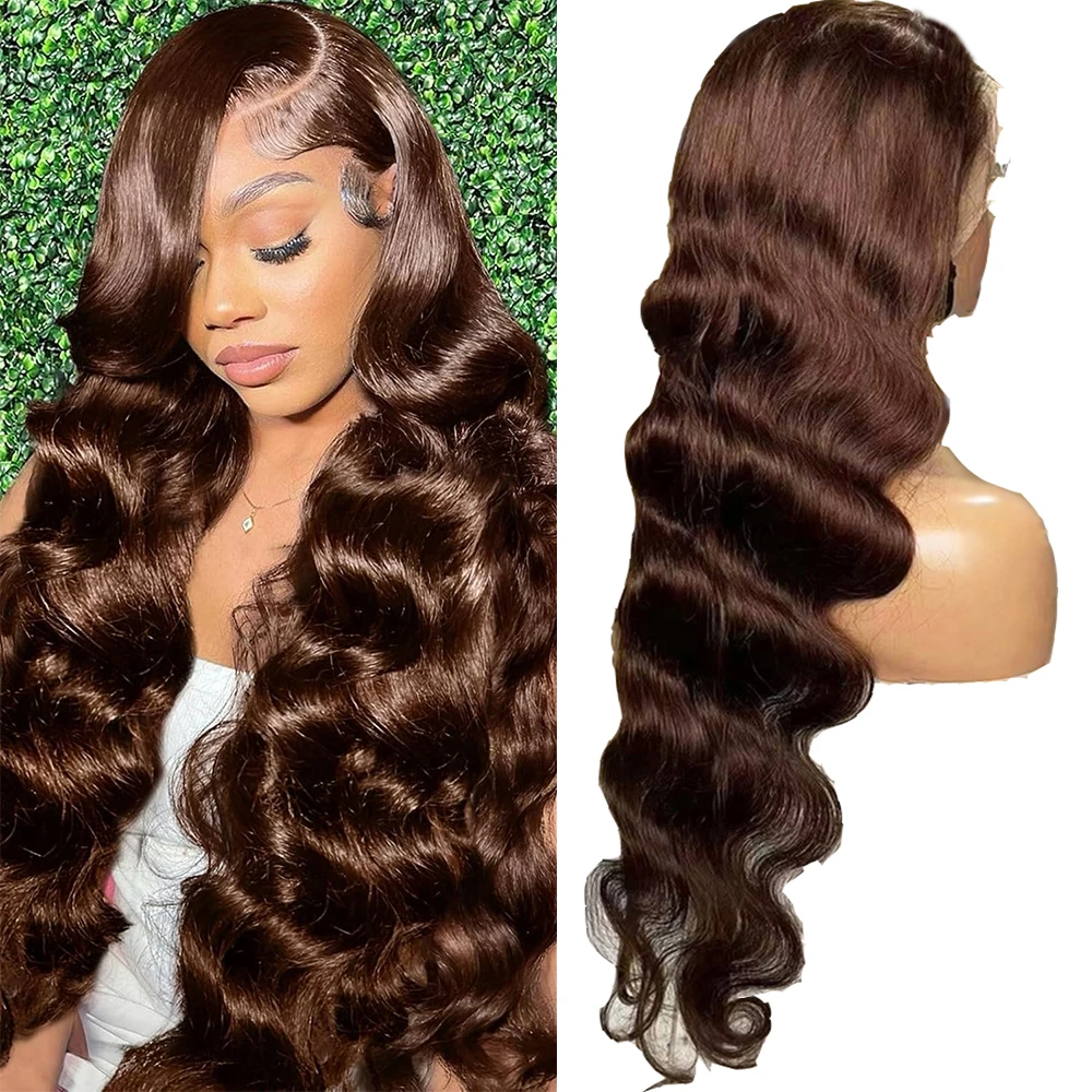 

Chocolate Brown Body Wave 13X4 Lace Front 100% Human Hair Wigs 13X6 HD Lace Front Wigs Human Hair Pre Plucked Natural Hairline