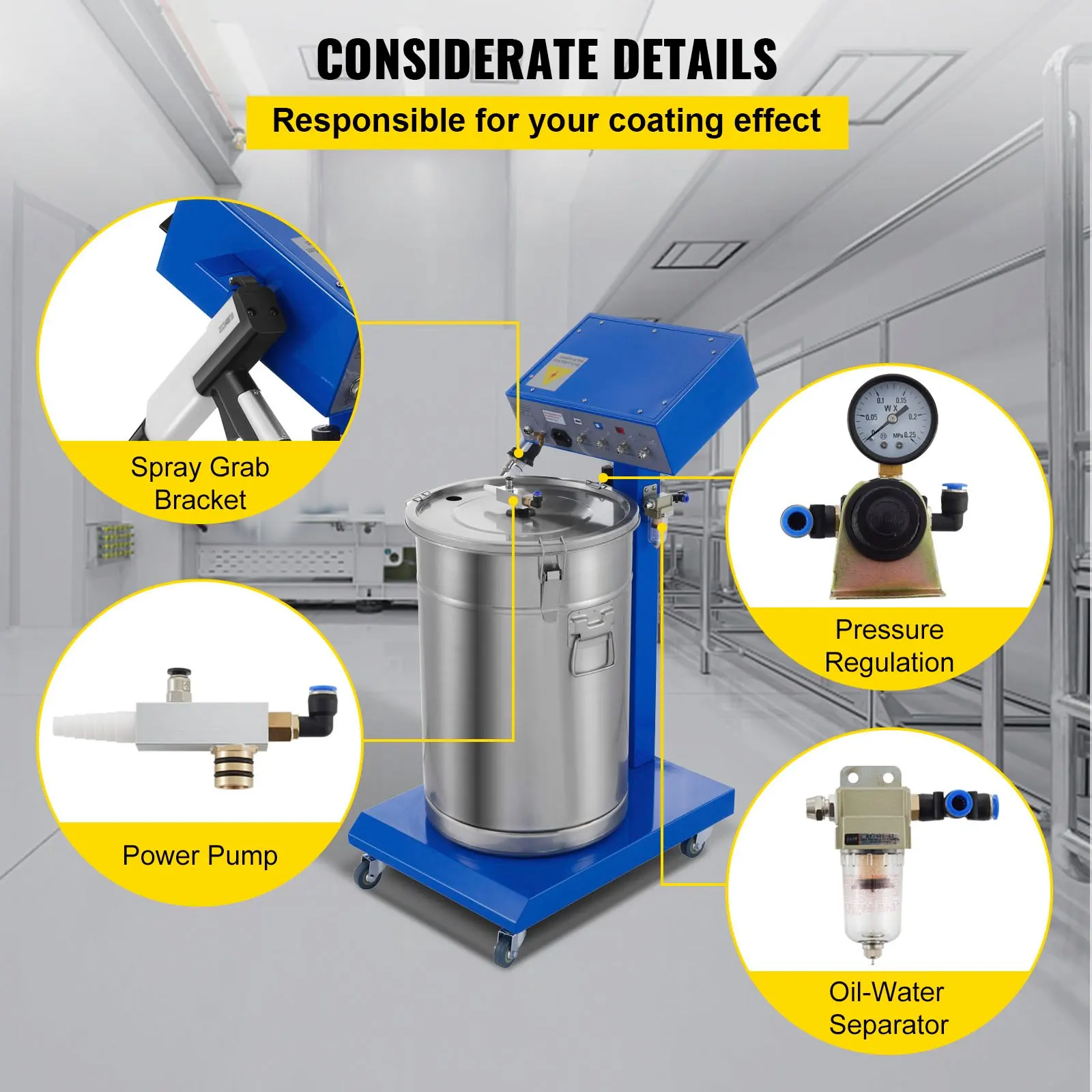 45L Powder Coating System Machine Electrostatic Deep Corners Paint System WX-958 Electrostatic Spraying Machine Spray Guns